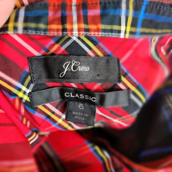 J. Crew Classic Fit Button Up Shirt Mixed Stewart Tartan Plaid Women's Size 6 - Picture 11 of 15